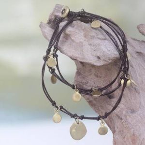 Boho brown leather handmade wrap bracelet
